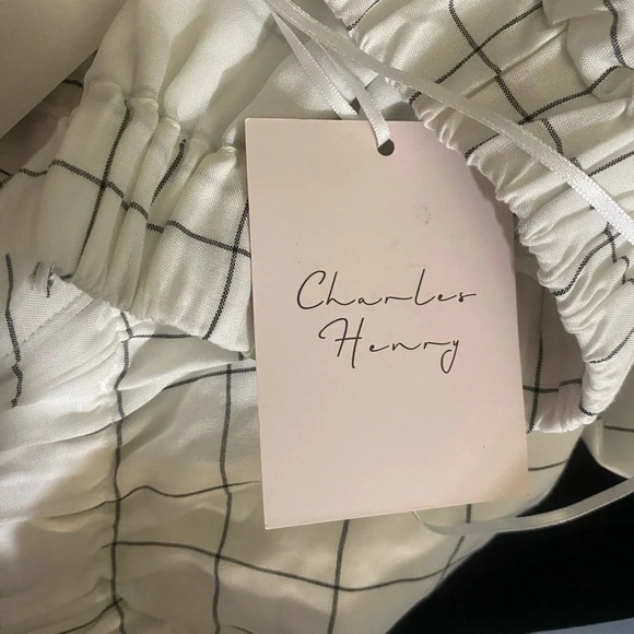 CHARLES HENRY NWT Ivory Checked Shirtdress - Picture 16 of 16